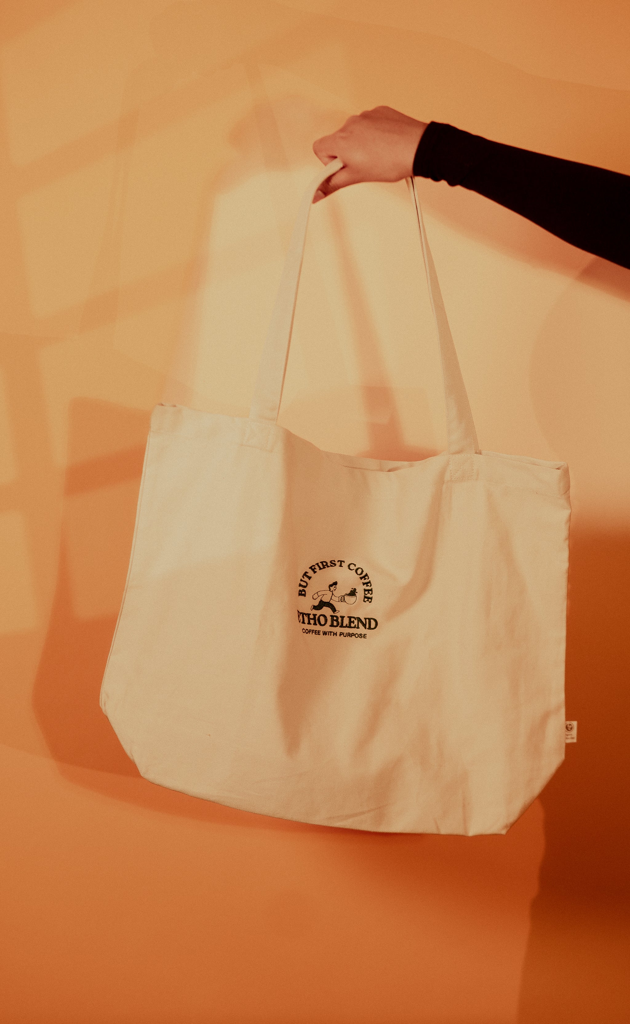 “But First, Coffee” Embroidered Organic Tote Bag