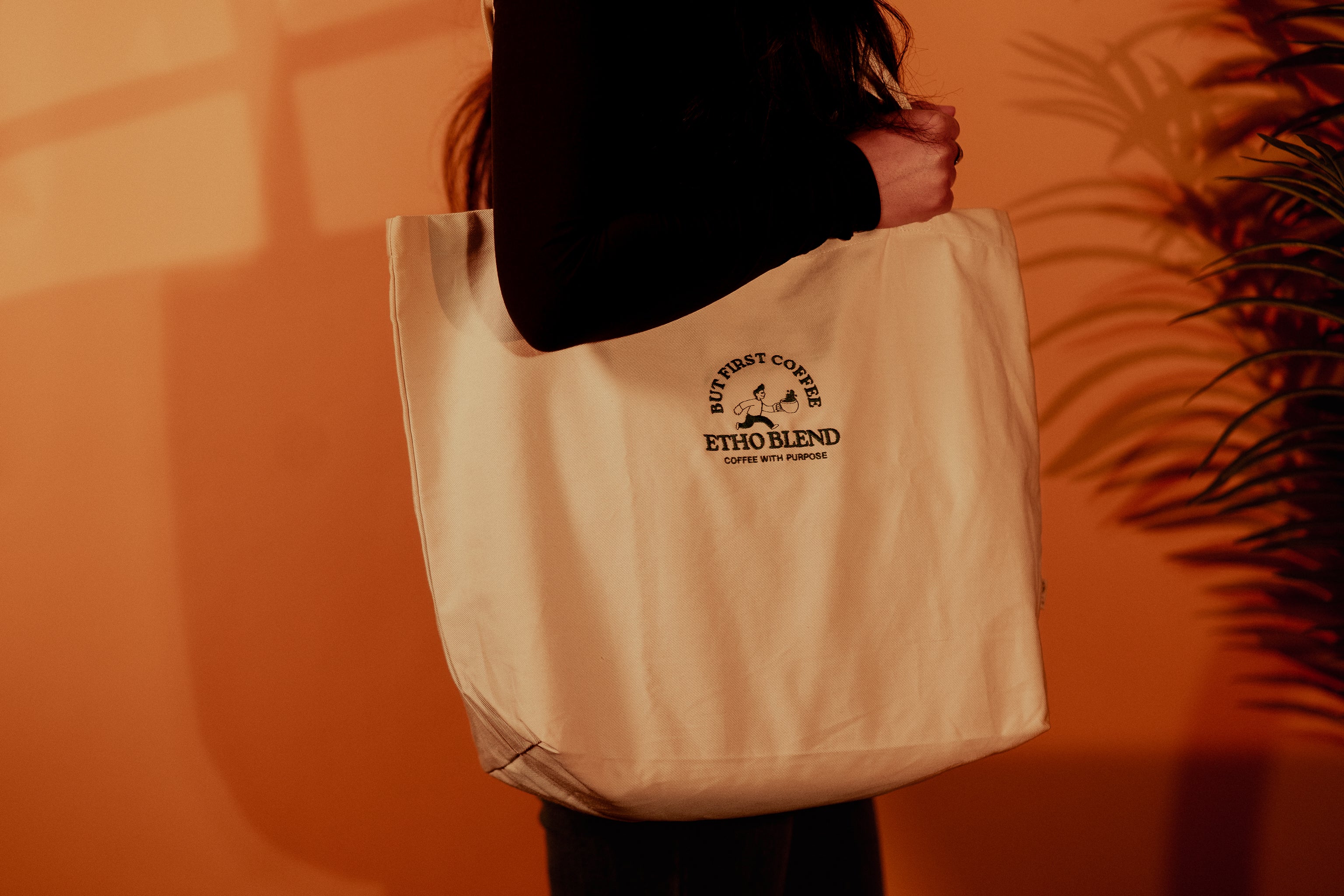 “But First, Coffee” Embroidered Organic Tote Bag